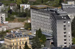 Vue aérienne du bâtiment de l’hôpital de Tulle